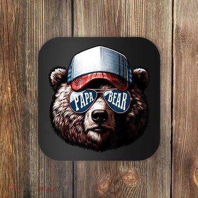 Papa Bear Face Fathers Day Daddy Bear Coaster