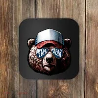 Papa Bear Face Fathers Day Daddy Bear Coaster thumb 0