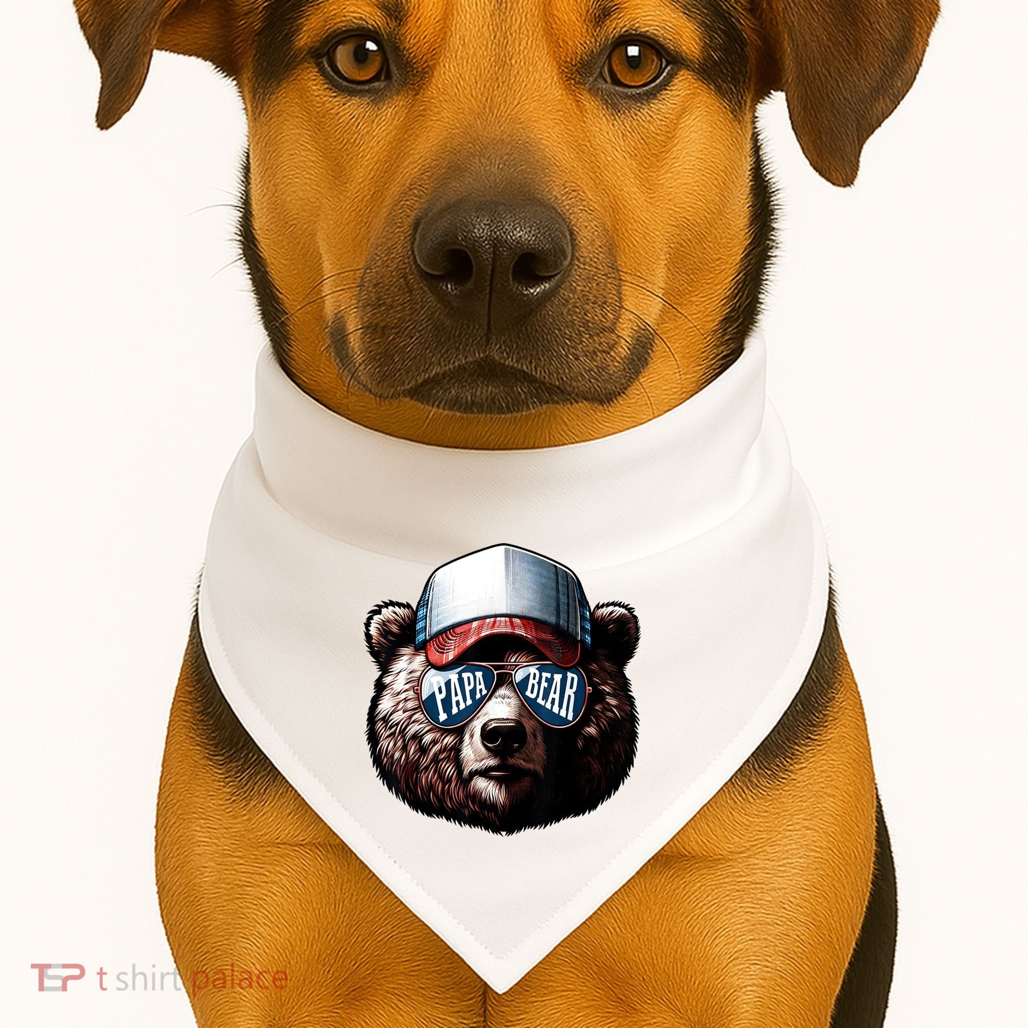 Papa Bear Face Fathers Day Daddy Bear USA-Made Doggie Bandana