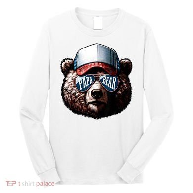 Papa Bear Face Fathers Day Daddy Bear Long Sleeve Shirt
