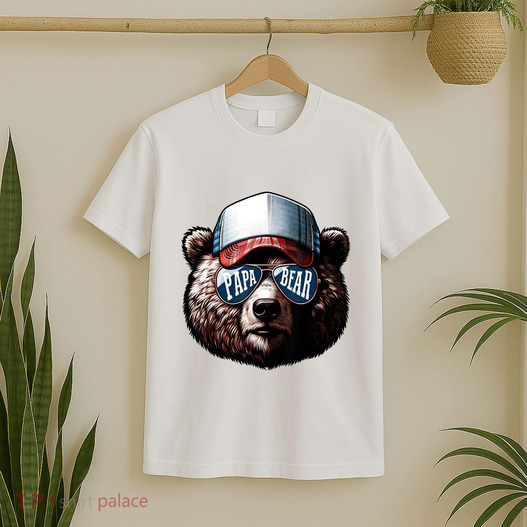 Papa Bear Face Fathers Day Daddy Bear T-Shirt