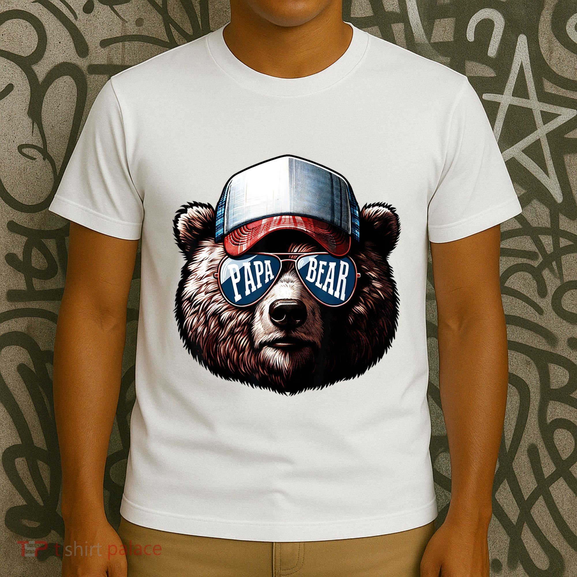 Papa Bear Face Fathers Day Daddy Bear T-Shirt