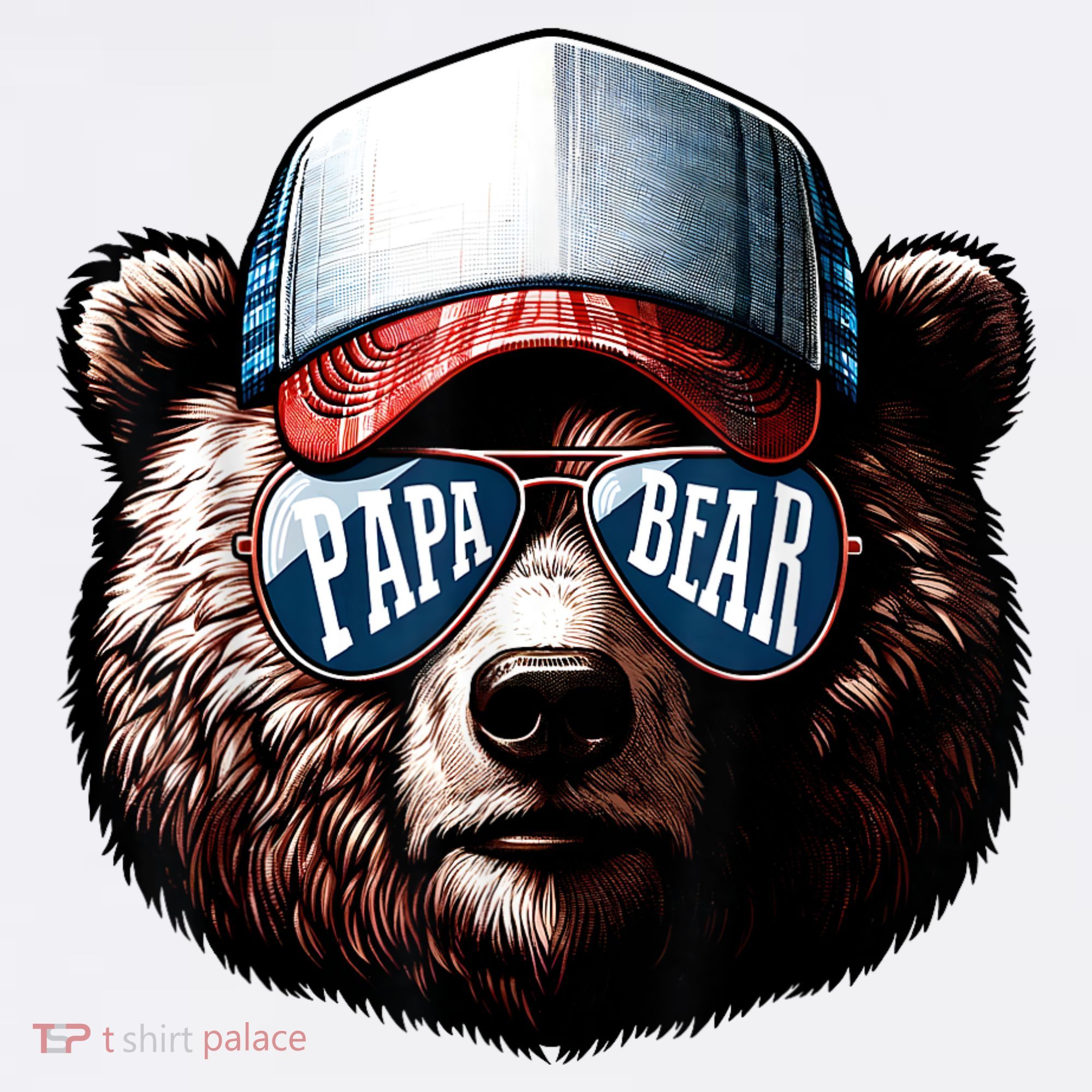 Papa Bear Face Fathers Day Daddy Bear T-Shirt
