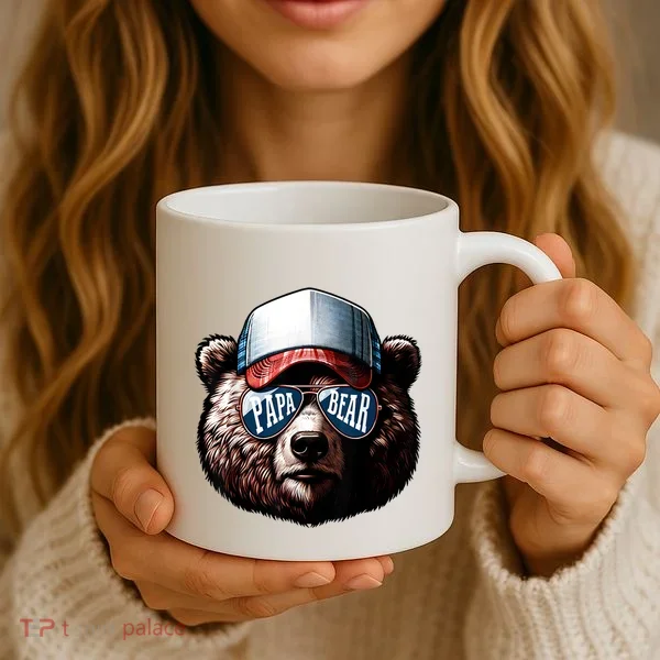 Papa Bear Face Fathers Day Daddy Bear Coffee Mug