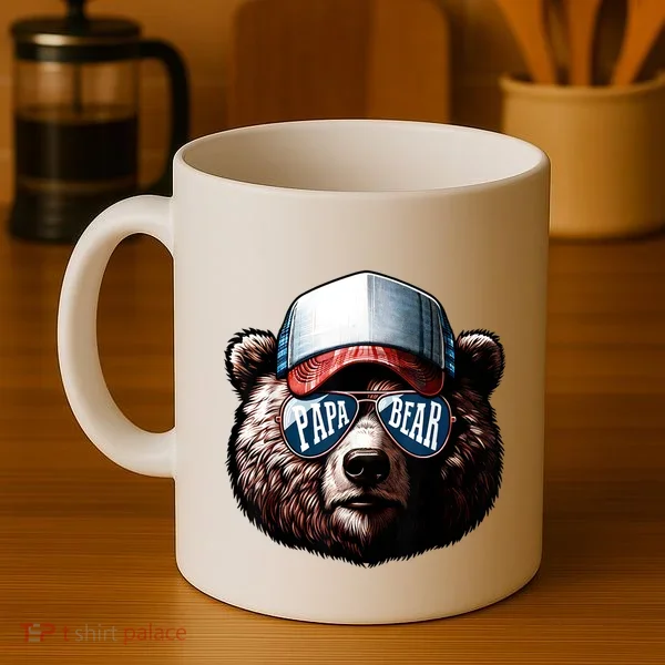 Papa Bear Face Fathers Day Daddy Bear Coffee Mug