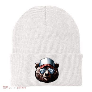 Papa Bear Face Fathers Day Daddy Bear Beanie
