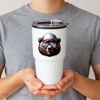 Papa Bear Face Fathers Day Daddy Bear Tumbler thumb 2