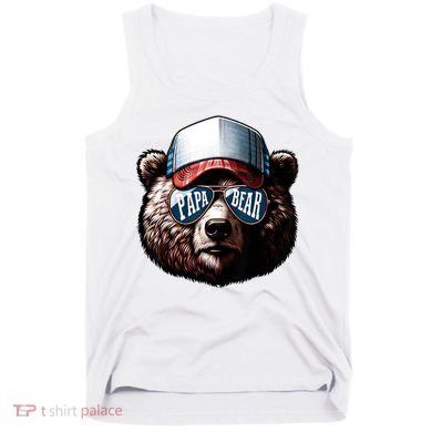 Papa Bear Face Fathers Day Daddy Bear Tank Top