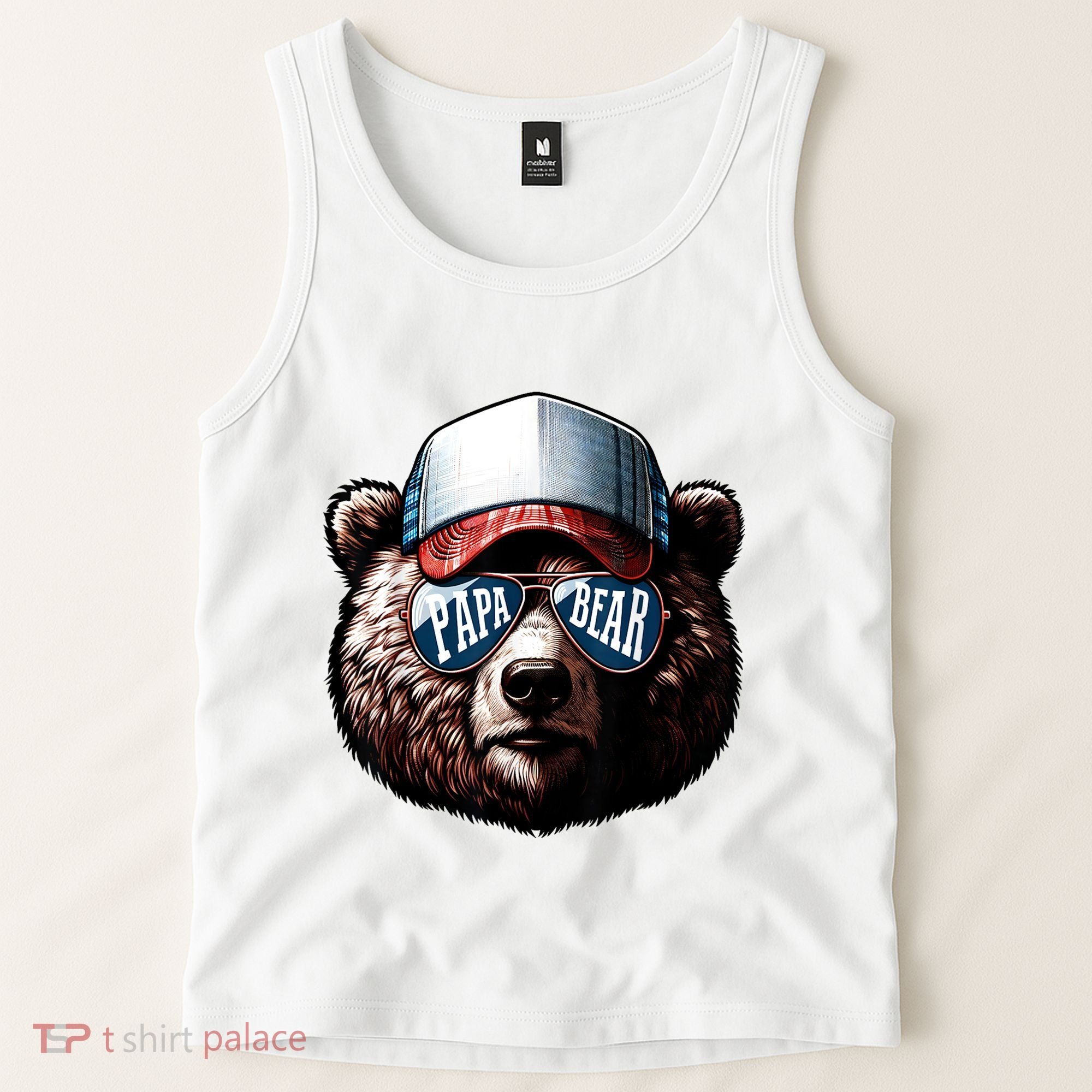 Papa Bear Face Fathers Day Daddy Bear Tank Top