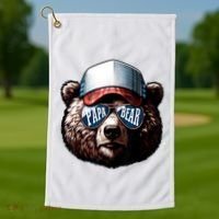 Papa Bear Face Fathers Day Daddy Bear Golf Towel thumb 1