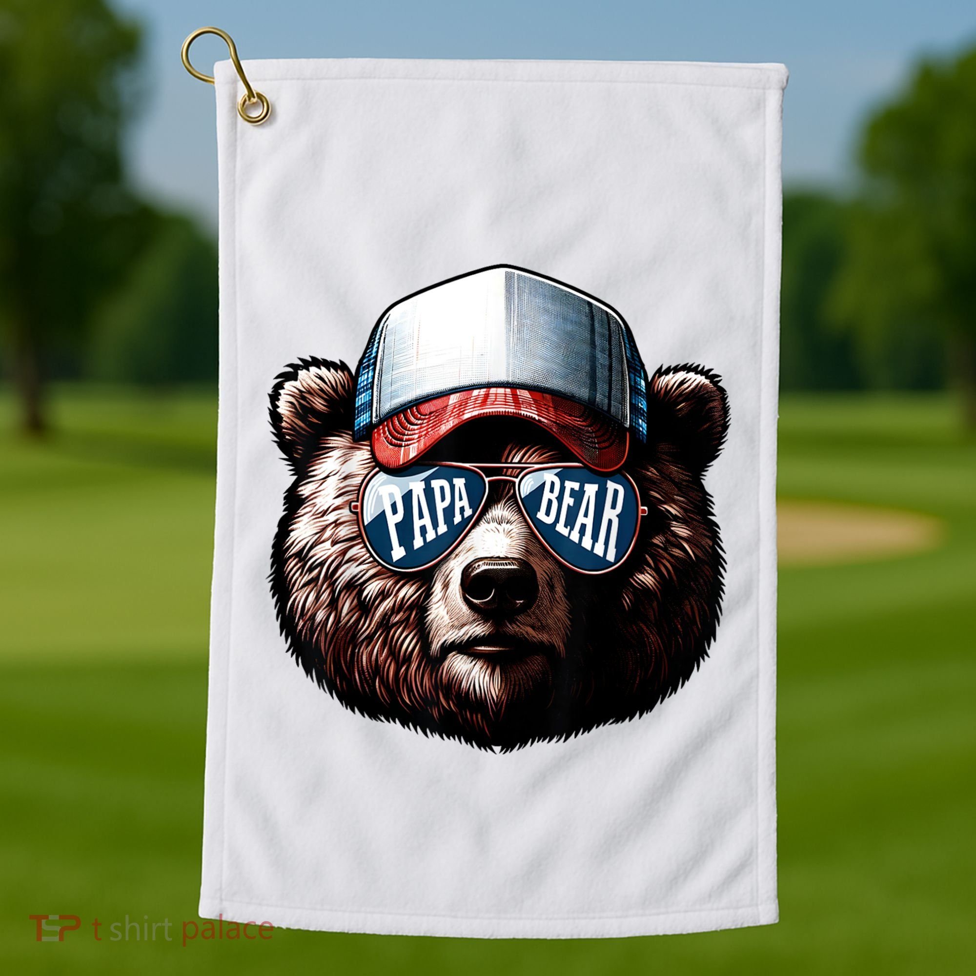 Papa Bear Face Fathers Day Daddy Bear Golf Towel