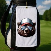Papa Bear Face Fathers Day Daddy Bear Golf Towel thumb 2