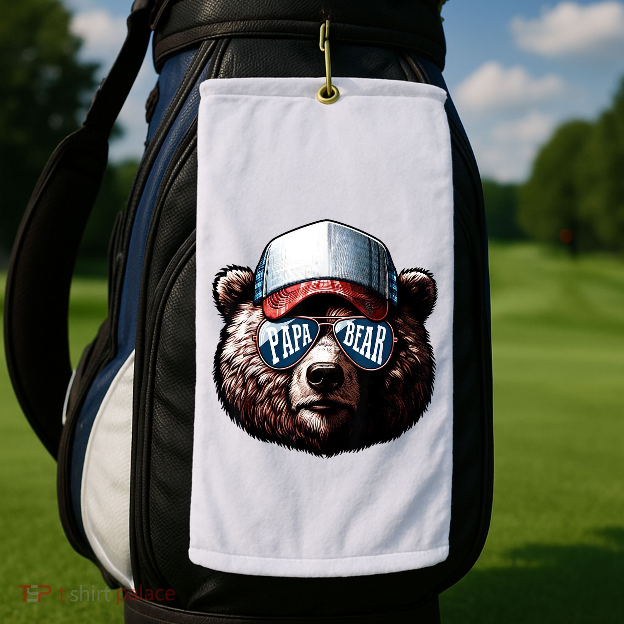 Papa Bear Face Fathers Day Daddy Bear Golf Towel