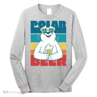 Polar Bear Funny Beer Lover Retro Sunset Long Sleeve Shirt
