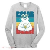 Polar Bear Funny Beer Lover Retro Sunset Long Sleeve Shirt thumb 0