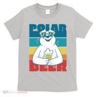 Polar Bear Funny Beer Lover Retro Sunset T-Shirt thumb 0
