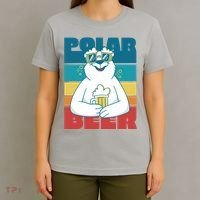 Polar Bear Funny Beer Lover Retro Sunset T-Shirt thumb 4