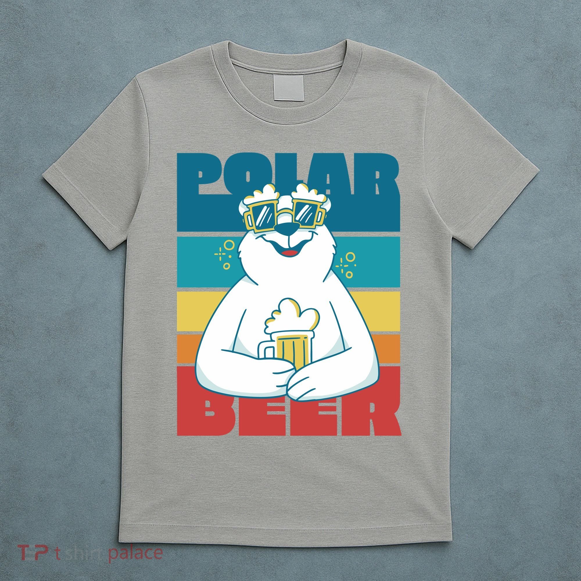 Polar Bear Funny Beer Lover Retro Sunset T-Shirt