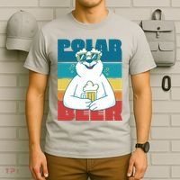 Polar Bear Funny Beer Lover Retro Sunset T-Shirt thumb 6