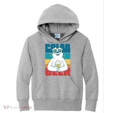 Polar Bear Funny Beer Lover Retro Sunset Kids Hoodie