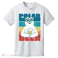 Polar Bear Funny Beer Lover Retro Sunset Kids T-Shirt thumb 0