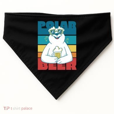 Polar Bear Funny Beer Lover Retro Sunset USA-Made Doggie Bandana
