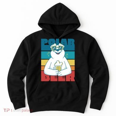 Polar Bear Funny Beer Lover Retro Sunset Hoodie