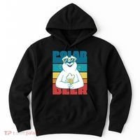 Polar Bear Funny Beer Lover Retro Sunset Hoodie thumb 0