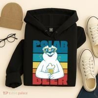 Polar Bear Funny Beer Lover Retro Sunset Hoodie thumb 4