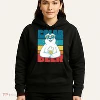 Polar Bear Funny Beer Lover Retro Sunset Hoodie thumb 5