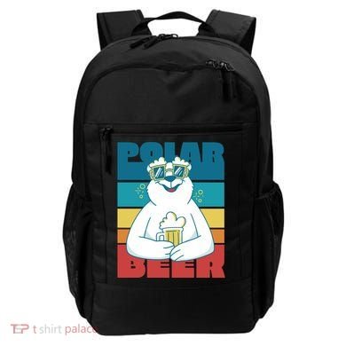 Polar Bear Funny Beer Lover Retro Sunset Backpack