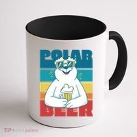 Polar Bear Funny Beer Lover Retro Sunset Coffee Mug thumb 1