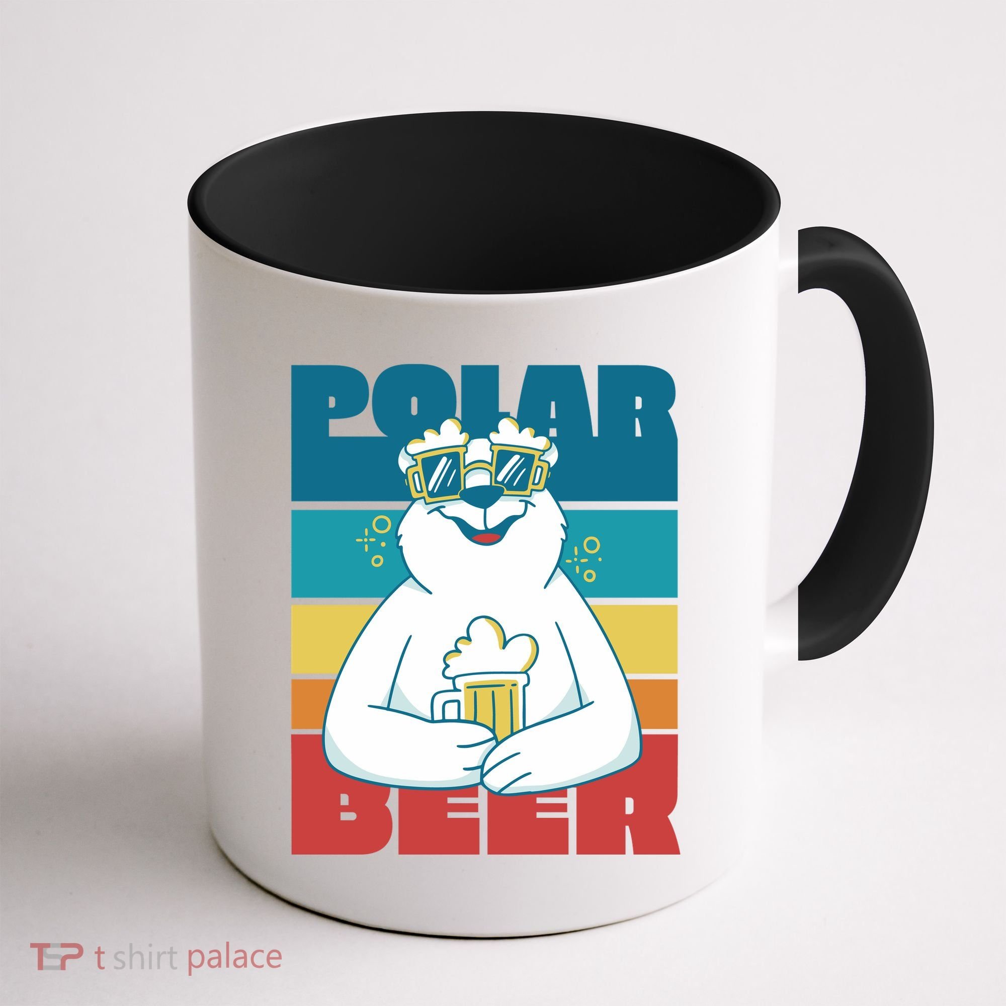Polar Bear Funny Beer Lover Retro Sunset Coffee Mug
