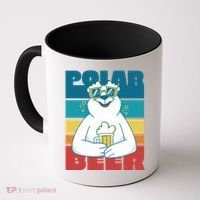 Polar Bear Funny Beer Lover Retro Sunset Coffee Mug thumb 0