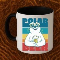 Polar Bear Funny Beer Lover Retro Sunset Coffee Mug thumb 2