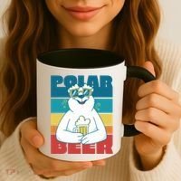 Polar Bear Funny Beer Lover Retro Sunset Coffee Mug thumb 3