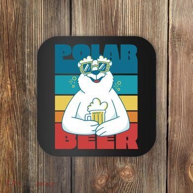 Polar Bear Funny Beer Lover Retro Sunset Coaster