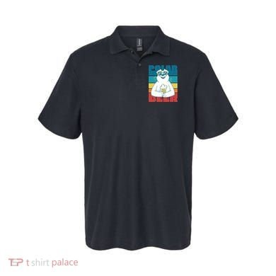 Polar Bear Funny Beer Lover Retro Sunset Polo