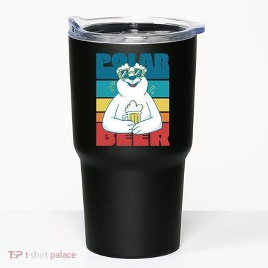 Polar Bear Funny Beer Lover Retro Sunset Tumbler
