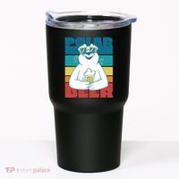 Polar Bear Funny Beer Lover Retro Sunset Tumbler thumb 0