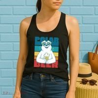 Polar Bear Funny Beer Lover Retro Sunset Women's Tank Top thumb 2