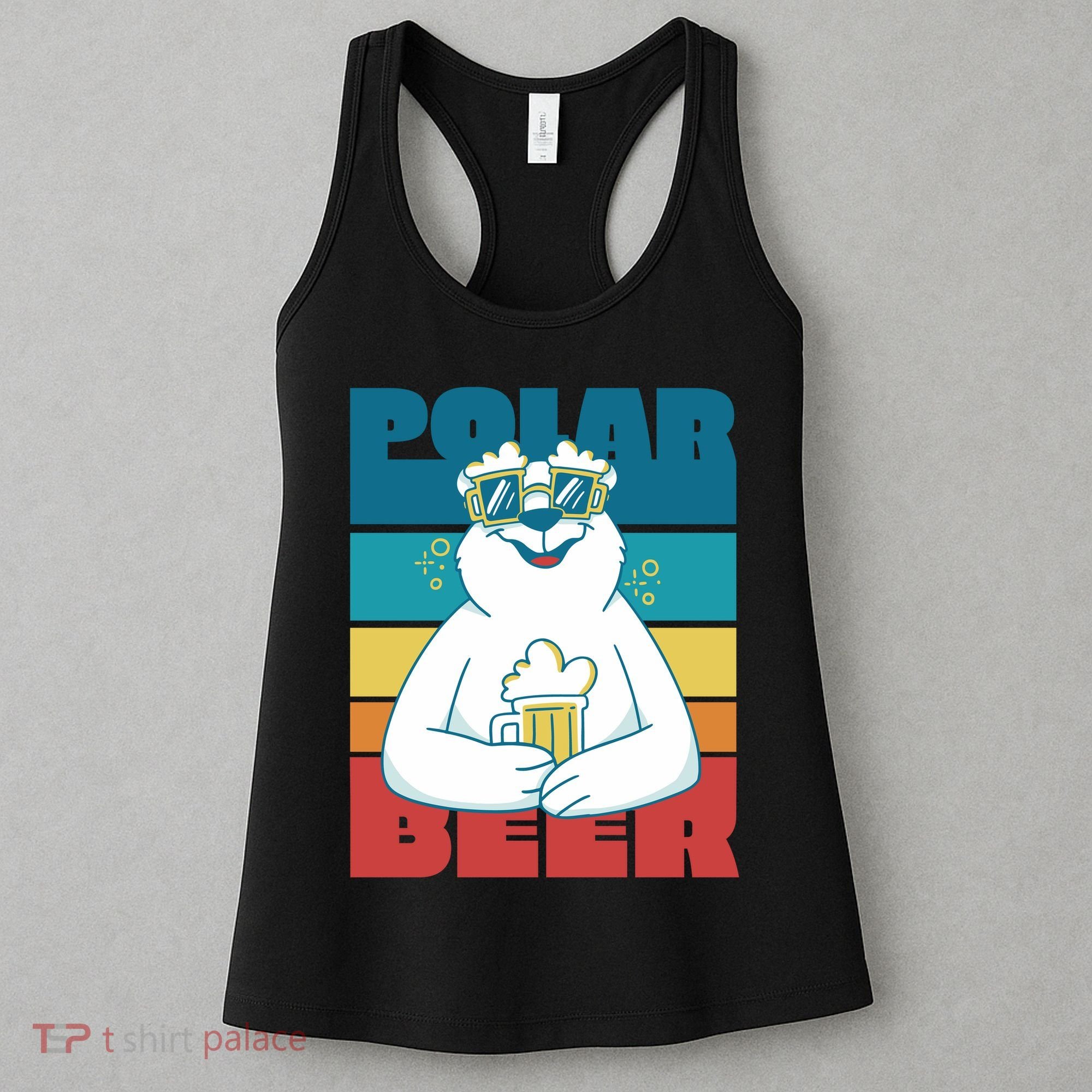 Polar Bear Funny Beer Lover Retro Sunset Women's Tank Top