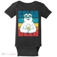 Polar Bear Funny Beer Lover Retro Sunset Baby Bodysuit thumb 0