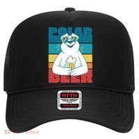 Polar Bear Funny Beer Lover Retro Sunset Hat thumb 0