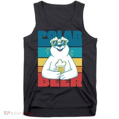 Polar Bear Funny Beer Lover Retro Sunset Tank Top