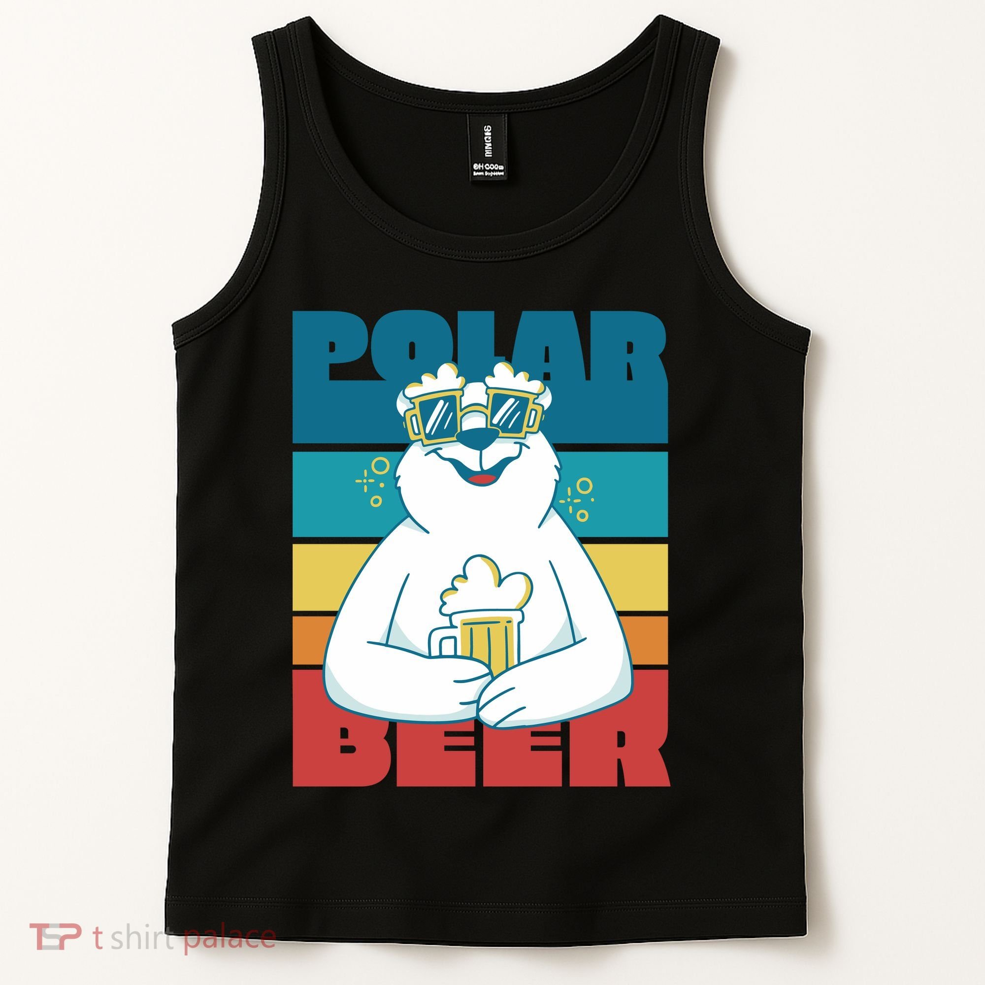 Polar Bear Funny Beer Lover Retro Sunset Tank Top
