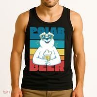 Polar Bear Funny Beer Lover Retro Sunset Tank Top thumb 3
