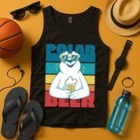 Polar Bear Funny Beer Lover Retro Sunset Tank Top thumb 4