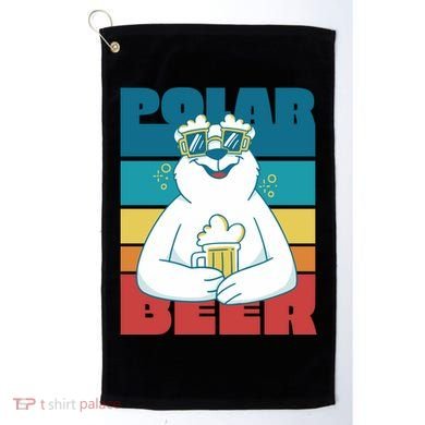 Polar Bear Funny Beer Lover Retro Sunset Golf Towel