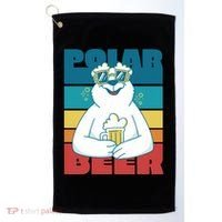 Polar Bear Funny Beer Lover Retro Sunset Golf Towel thumb 0